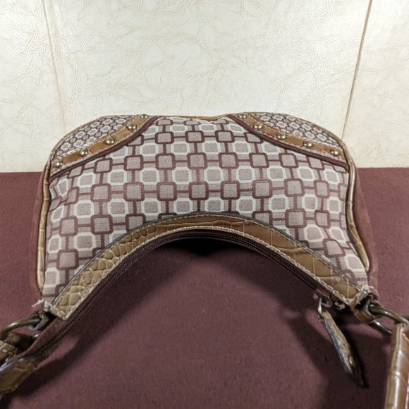 Nine West Small Brown & Tan Canvas, Suede & Snake Skin Bag - Picture 6 of 12